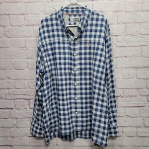 Simms Blue Plaid Fishing Shirt Mens XXL Button Up Outdoor Hiking‎ Gorpcore Tech